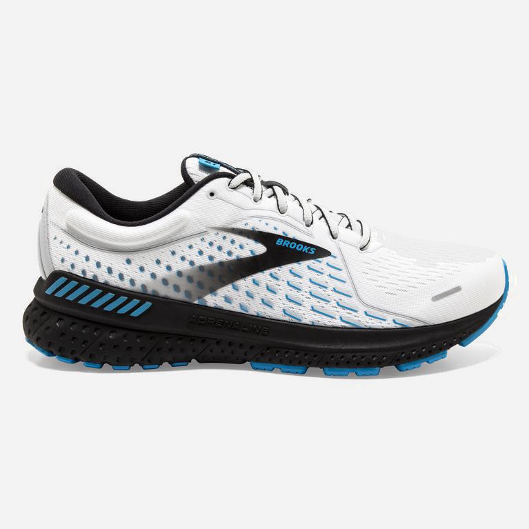 Brooks Adrenaline Gts 21 Israel - Men's Road Running Shoes - White/Grey/Atomic Blue (39214-AKQF)